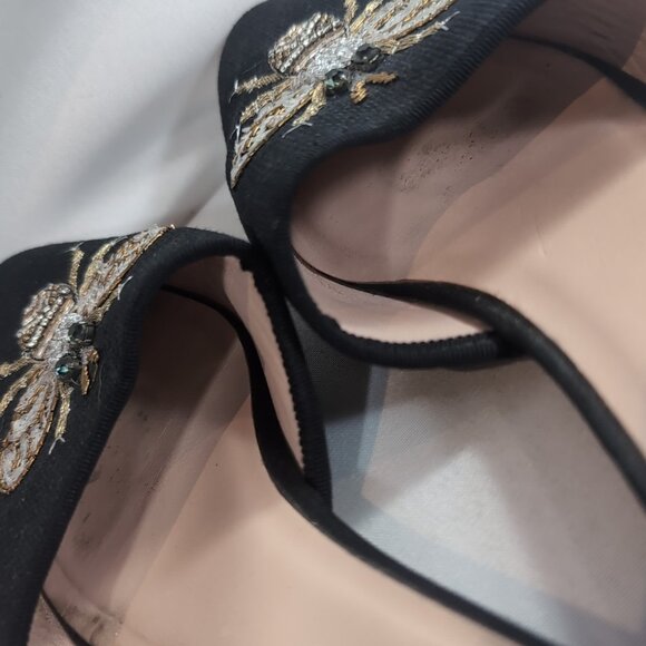 Kate Spade Maddie BEE Buzz Worthy Shoes Flats Black Gold Beaded Embroidered 7.5 - Picture 10 of 16